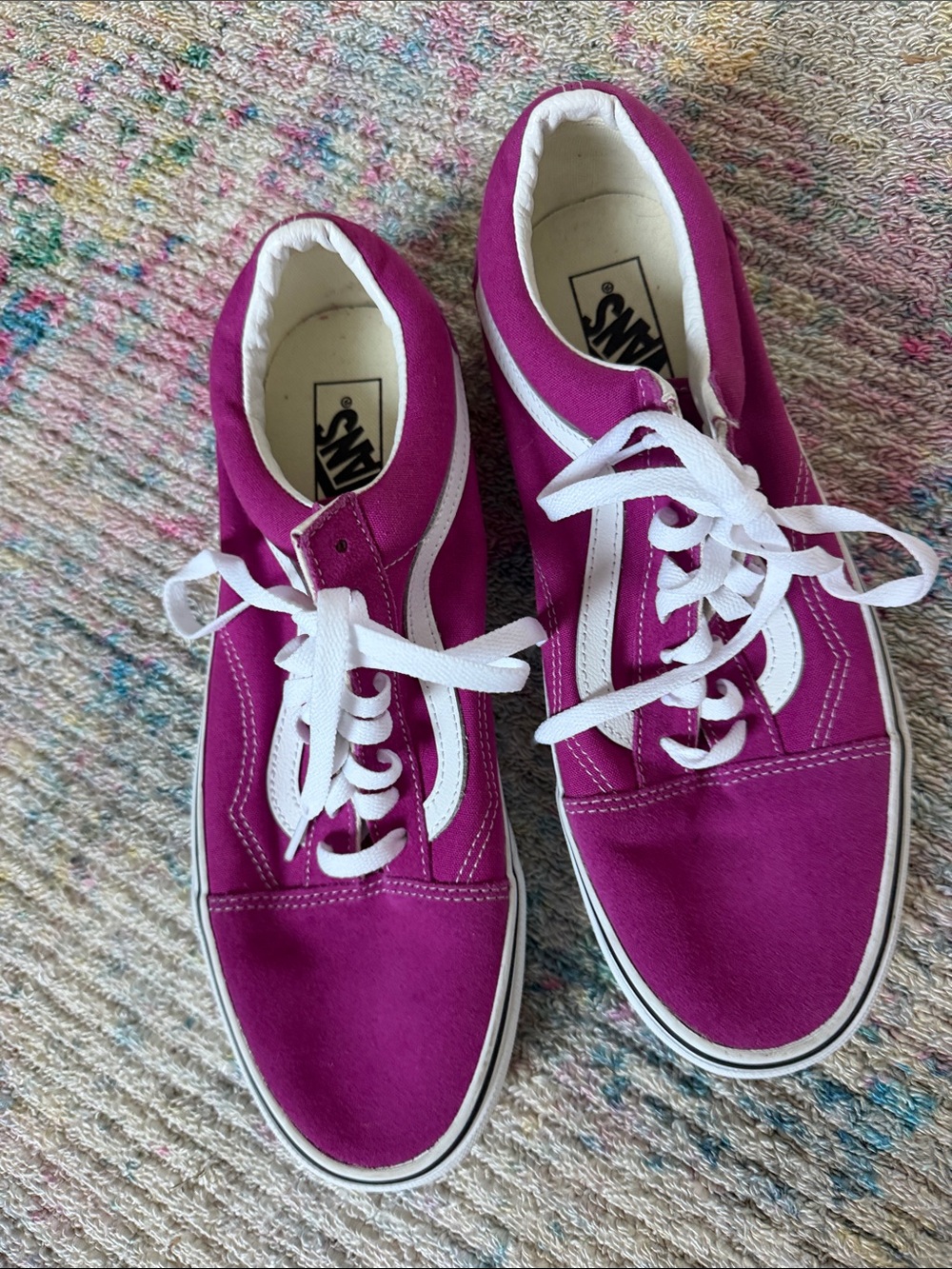 VANS Ward Platform Sneakers Fushcia / Hot Pink Suede & Canvas Size M 10.5 W12